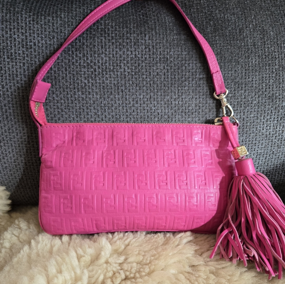 Fendi Limited Edition Pink FF Tassel Wristlet